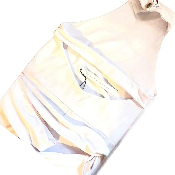 Susana Monaco White Mockneck Jumpsuit Stretch Waist-tie MED NWT Made in the USA - Picture 9 of 14